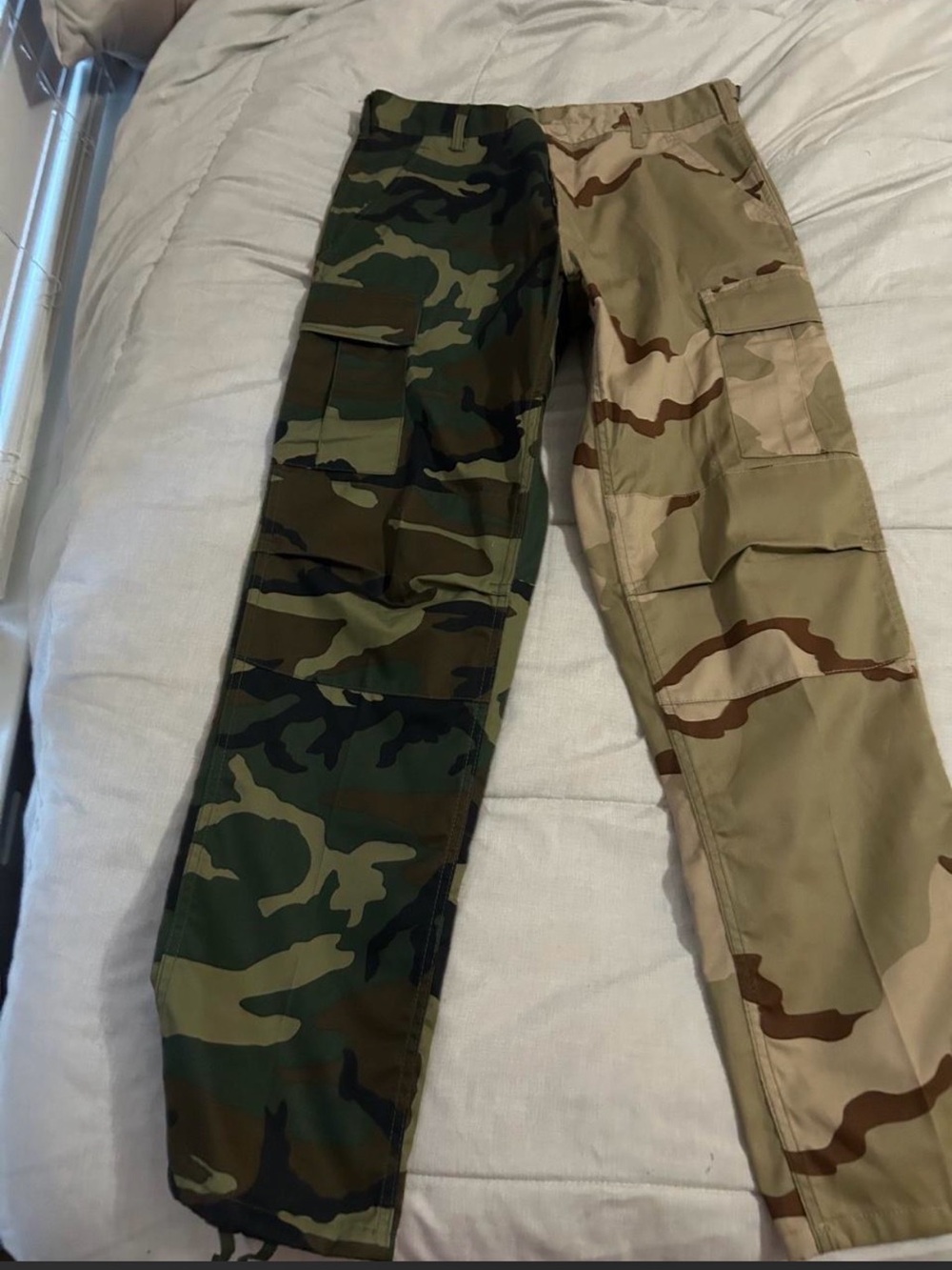 Women Two-Tone Camouflage Cargo Pants - Green & Tan